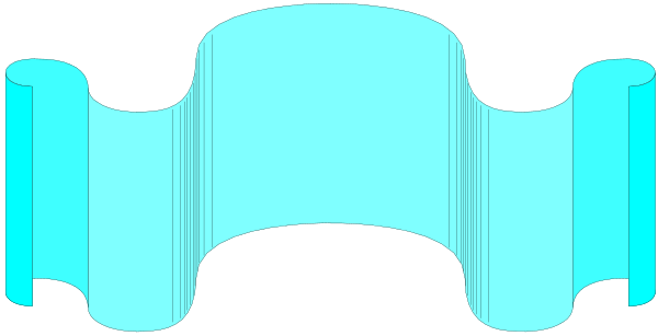The image shows a blue object with two holes on either side of it against an indistinct background that appears to be dark grey in color.
