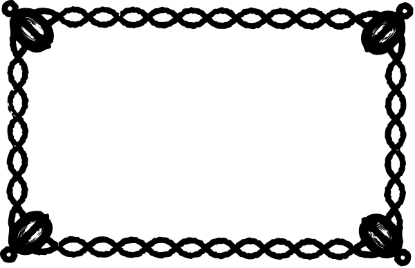 The image shows a simple black and white line drawing of an empty rectangular frame with decorative borders on either side, resembling a placeholder for text in graphic design software.
