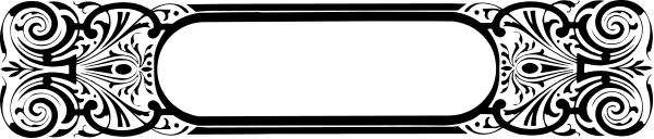 The image shows a black and white decorative border with intricate patterns on either side of what appears to be an open book cover in the center.