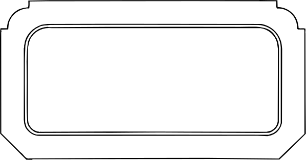 The image shows a white rectangular box with rounded corners on top of another similar but smaller rectangle that is also white with black lines indicating its shape.