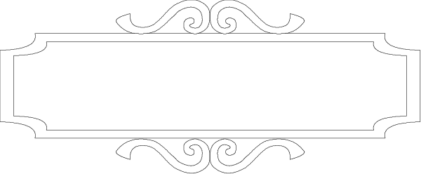The image shows a stylized black and white banner with an intricate design at its center that resembles a decorative scrollwork pattern on either side of what appears to be text in between them, which is too small for me to read clearly.