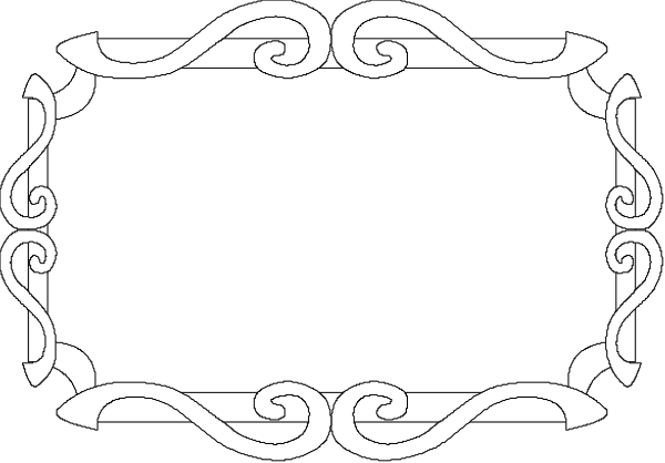 The image shows a simple white rectangular frame with an intricate black border design on it against a plain background.