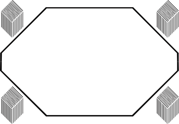 The image shows a black and white graphic of an abstract design with geometric shapes resembling circuitry patterns on what appears to be a dark background.