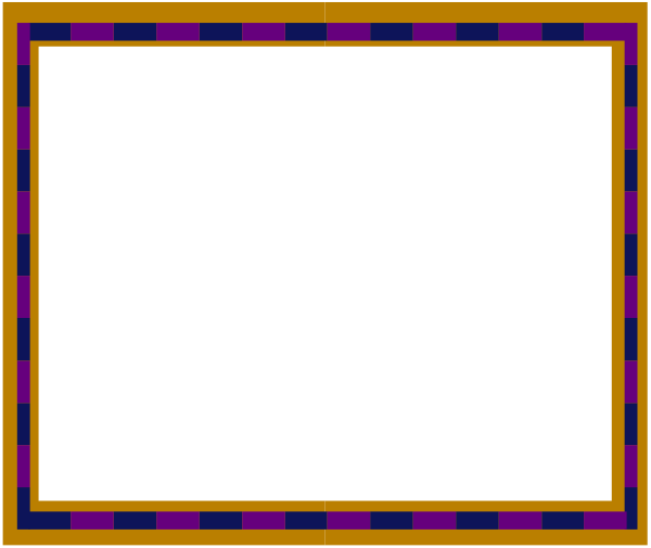 The image shows a simple graphic of two rectangles with different patterns on their borders: purple dots for the left rectangle and blue stripes for the right one; both have black backgrounds.
