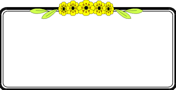 The image shows a black background with two yellow flowers on top of each other to the left side, resembling dandelions; there is no text present in this clip-art illustration.