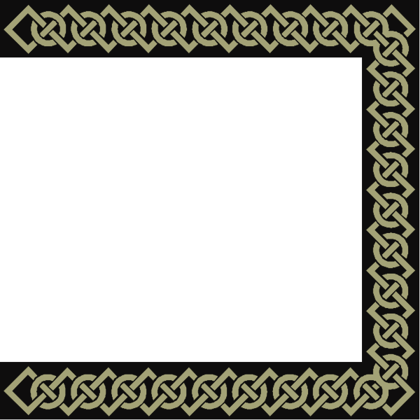 The image shows a black square with an intricate gold chain design around it on both sides.