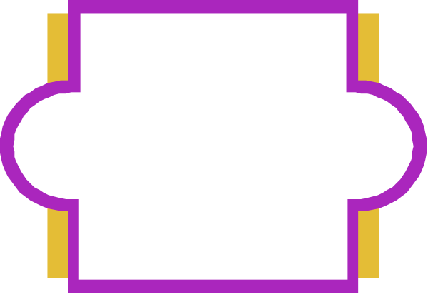 The image shows a simple line drawing of two rectangles with rounded corners connected by an arrow pointing to them from above; there is no text present in this clip-art illustration.