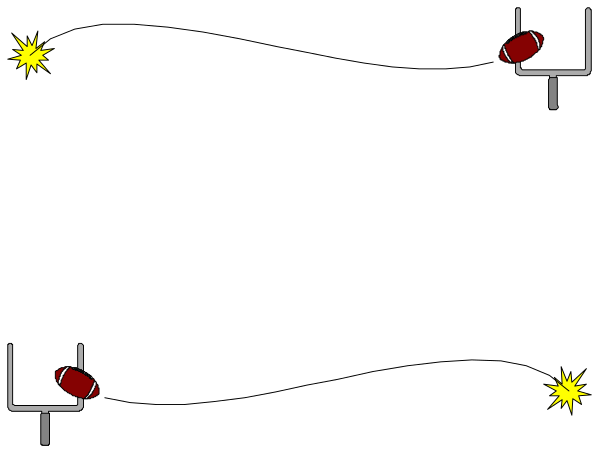 The image shows a pixelated representation of an arcade game scene with two red fireballs on either side at bottom level near ground line; above them is black background with white dots forming what appears to be pipes, and in center there's a yellow object that looks like it could represent the player character or power-up.