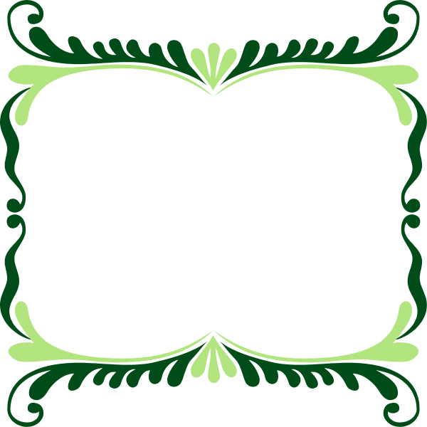 The image shows a square frame with an intricate border design featuring green leaves on either side of what appears to be a black background inside it.