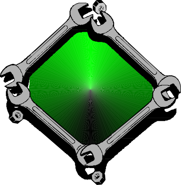 The image shows a black hole with an open book on its cover next to two wrenches; it's labeled as "A" in one part of the picture and has three bolts around it in another section, indicating different states or parts of the object being depicted.