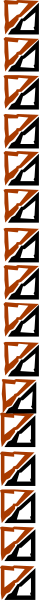 The image shows a gray background with several red triangles of varying sizes arranged vertically along an axis that runs horizontally across it from left to right.