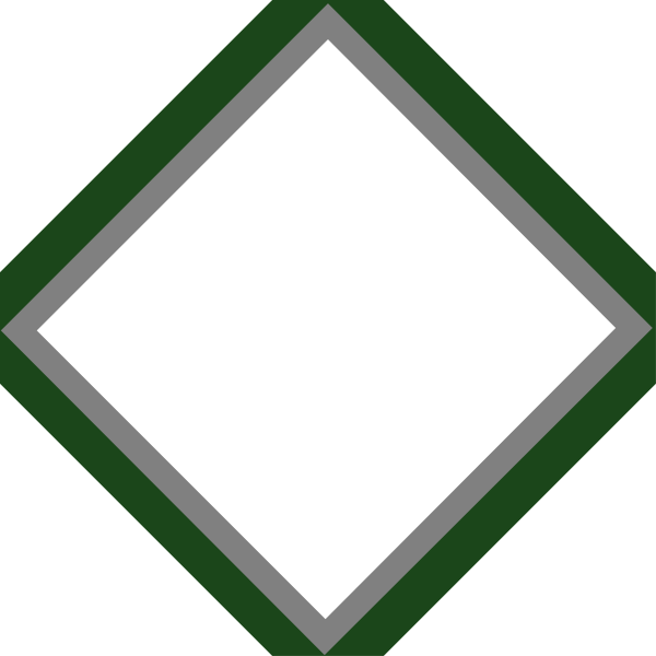The image shows a black diamond with white borders on either side of it against a dark background.