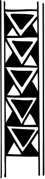 The image shows a black and white graphic with an abstract design that resembles stylized text on what appears to be a gray background.