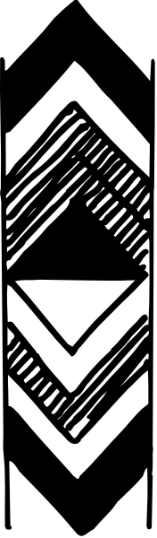 The image shows a black and white pattern with geometric shapes resembling an abstract design on what appears to be fabric material in portrait orientation.