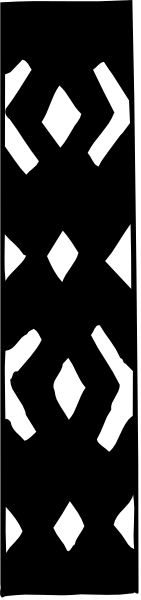 The image shows a black and white pattern with geometric shapes resembling an abstract design on what appears to be fabric or paper.