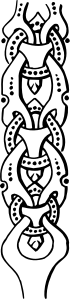 The image shows a black and white pattern with intricate designs that resemble stylized textures of fabric or paper; it is abstract in nature without any specific recognizable objects or characters within this small clip-art size.