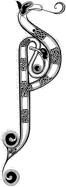 The image shows a black and white tattoo of an intricate design that includes what appears to be stylized text with decorative elements resembling tribal patterns on either side; it is set against a plain background, possibly indicating its use as clip-art for tattoos or similar designs.