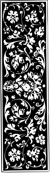 The image shows a black and white pattern with floral designs on it.