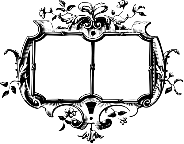 The image shows a black and white illustration of an open book with two pages facing each other on what appears to be a shelf in front of it.