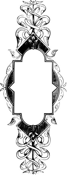The image shows a black and white pattern with an intricate design that includes floral elements on both sides of what appears to be a shield-like shape in the center.