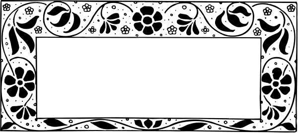 The black and white illustration shows a decorative border with floral patterns at its center on what appears to be an architectural structure within a gray background.