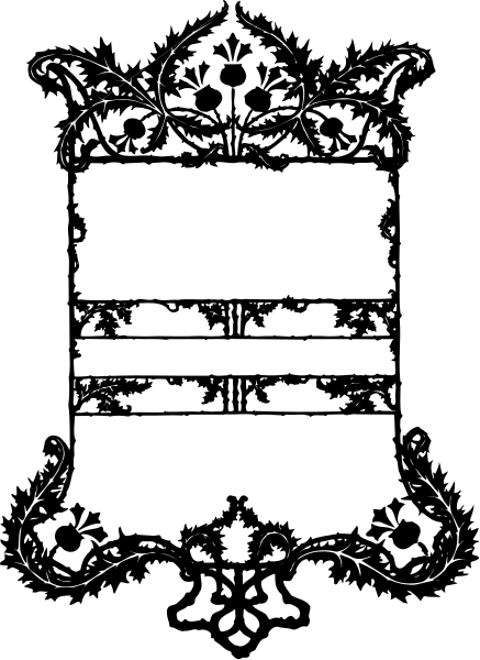The black and white photo shows a decorative plaque with intricate designs on it against an indistinct background that appears to be dark in color.
