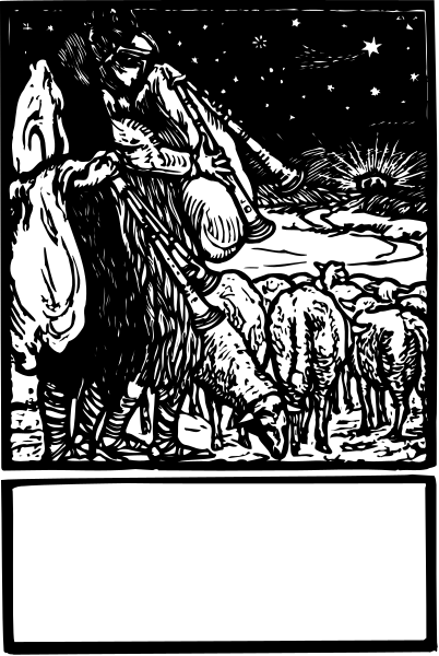 The illustration depicts a man riding on an animal's back with other men following behind him under a night sky filled with stars.