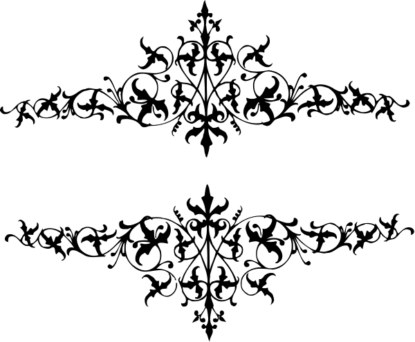 The black and white photo shows a pattern of abstract shapes that resemble stylized lettering with intricate designs within them against a dark background.