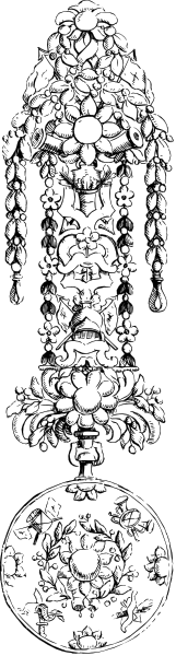 The image shows a black and white photo of an object with multiple circular patterns on it against a dark background.