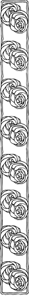 The image shows a long line of identical black and white images that appear to be stylized animal heads with different patterns on them; these designs resemble those found in stickers used for decoration purposes.