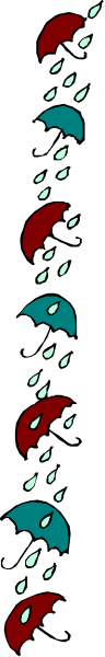 The image shows a sequence of three umbrellas with raindrops falling from them against an abstract background that transitions through different shades of gray.