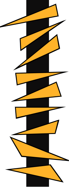 The image shows a black background with two orange zigzag lines on either side of it.