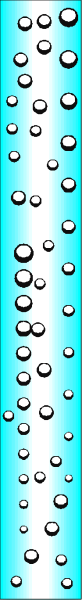 The image shows a long line of black dots on a light background with blue lines at intervals along its length.