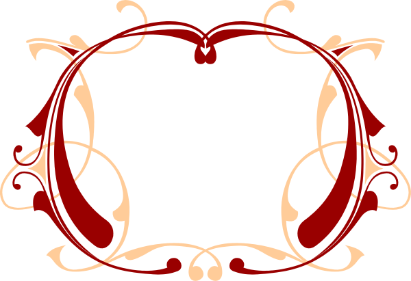 The image shows a red decorative border with intricate patterns on either side of it against a black background.