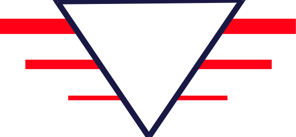 The image shows a stylized graphic of an abstract symbol resembling a shield with red stripes on either side against a dark background; it is set within what appears to be a larger emblem that has geometric shapes and lines, possibly suggesting some form of insignia or logo design.