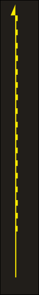 The image shows a simple black and white pixelated representation of an empty road with two yellow lines on either side indicating lanes for traffic.
