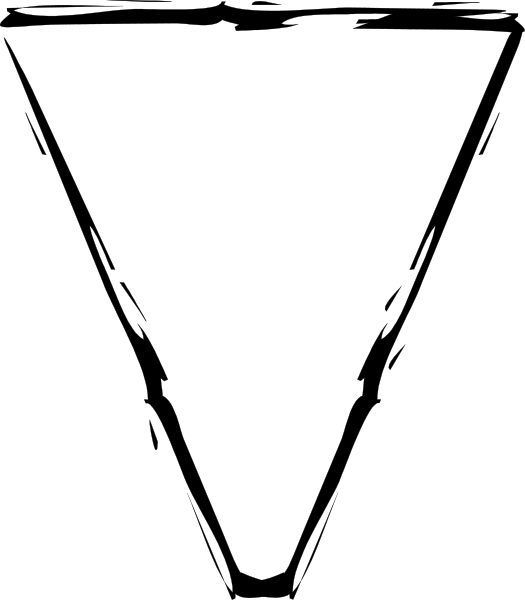 The image shows a black triangle with white lines inside it against a dark background.