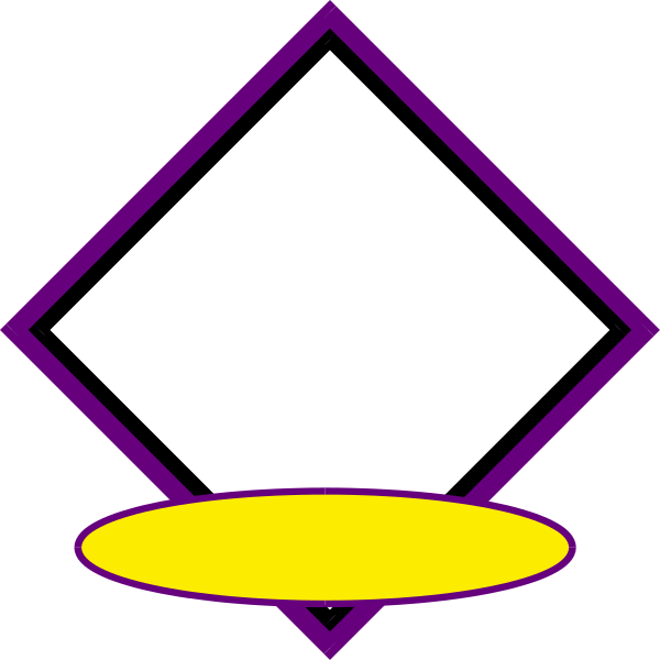 The image shows a purple diamond shape with an empty white space inside it on top of what appears to be a black background.