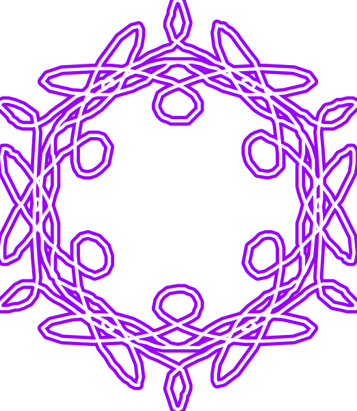The image shows a purple circular design with intricate patterns resembling swirls on a black background.