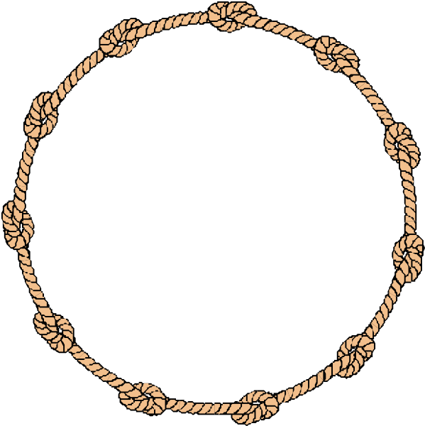 The image shows a circular rope with knots at each end on a black background.