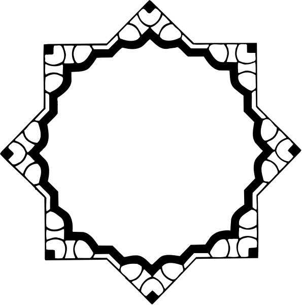The image shows a black and white pattern with intricate designs resembling traditional Islamic geometric patterns often found on tiles of mosques in Middle Eastern countries like Turkey, Iran, Morocco etc., which is commonly known as "Moravian star" or similar motifs used for decorative purposes.
