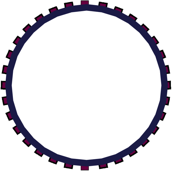 The image shows a circular object with concentric circles of varying shades from dark to light blue, resembling an abstract representation that could be interpreted as gears within another gear-like structure against a white background.