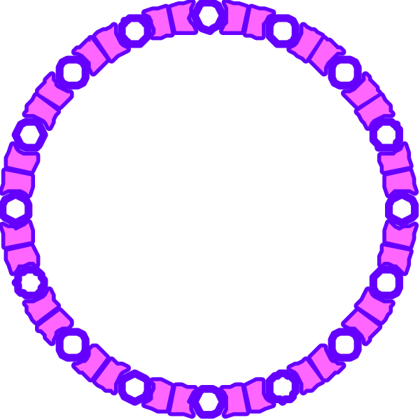 The image shows a purple circular object with two concentric circles of smaller rings inside it against a black background.