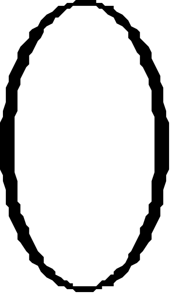The image shows a simple black and white illustration of an egg with its top cut off on what appears to be a gray background.