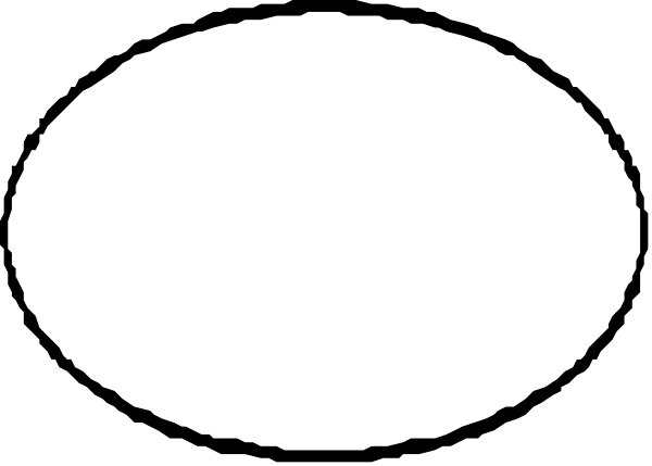 The image shows a simple black and white line drawing of three ovals with two smaller circles inside them placed on top of each other against an untextured background.