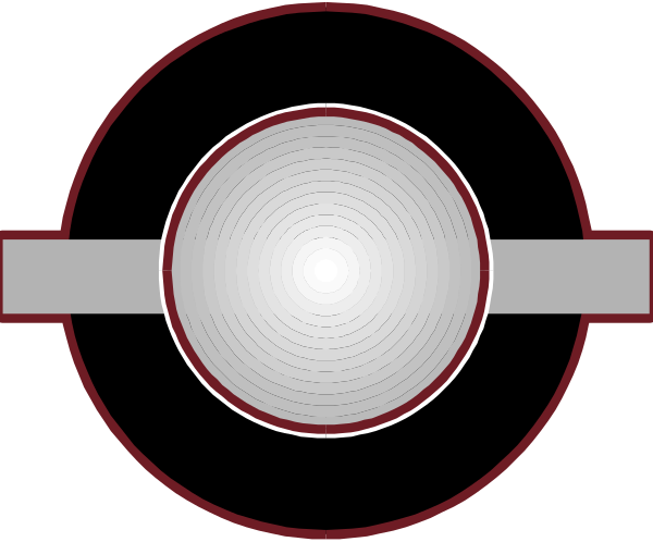 The image shows a circular design with concentric circles of varying shades from dark to light gray, resembling an abstract representation of a target or bullseye within what appears to be a larger circle that could represent a clock face due to its positioning and shape.