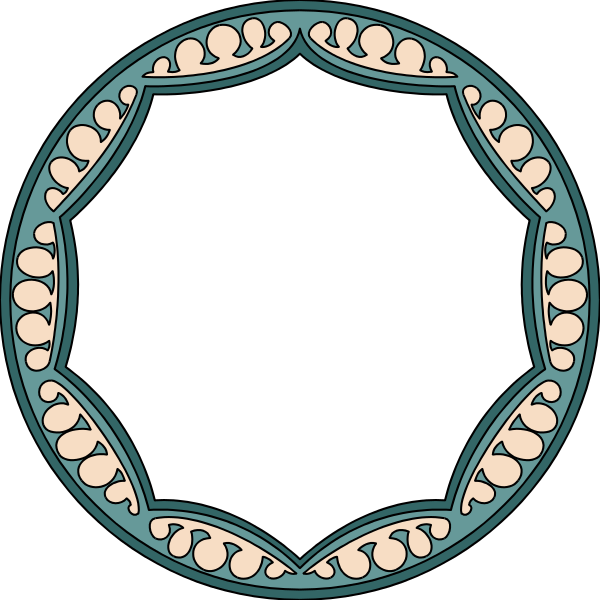 The image shows two circular shapes with a blue outline that resemble teeth inside an oval shape; there is no text present in this clip-art illustration.