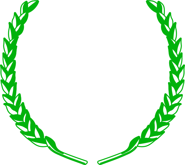 The image shows a black background with two laurel wreaths on either side of an oval shape that contains three white stars in it; there is no text present within this clip-art design.