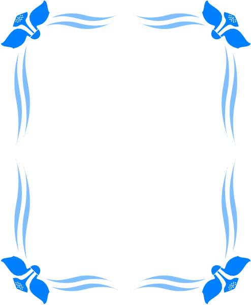 The image shows a black square with blue borders containing an intricate design that resembles waves or ribbons on either side of what appears to be a central rectangular shape; there is no text present in this clip-art illustration, and it has a simple yet decorative appearance without any specific objects, people, animals, actions, or setting.