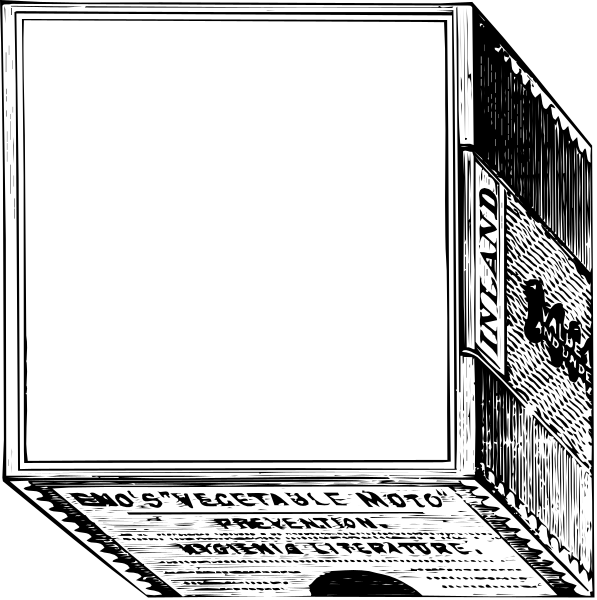 The black and white illustration shows a book with an open cover revealing blank pages inside; it is placed on what appears to be a shelf in front of two other books that have similar designs but different titles: "Ireland" at top left corner, which seems like a travel guide or history book.